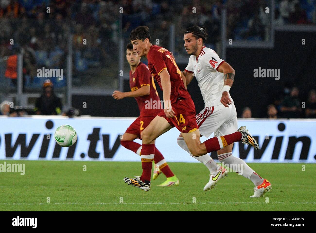 Eldor Shomurodov of AS Roma during the UEFA Europa Conference League football match between AS Roma and CSKA Sofia at The Olympic Stadium in Rome on September 16, 2021. (Photo by FABRIZIO CORRADETTI / LM) Stock Photo