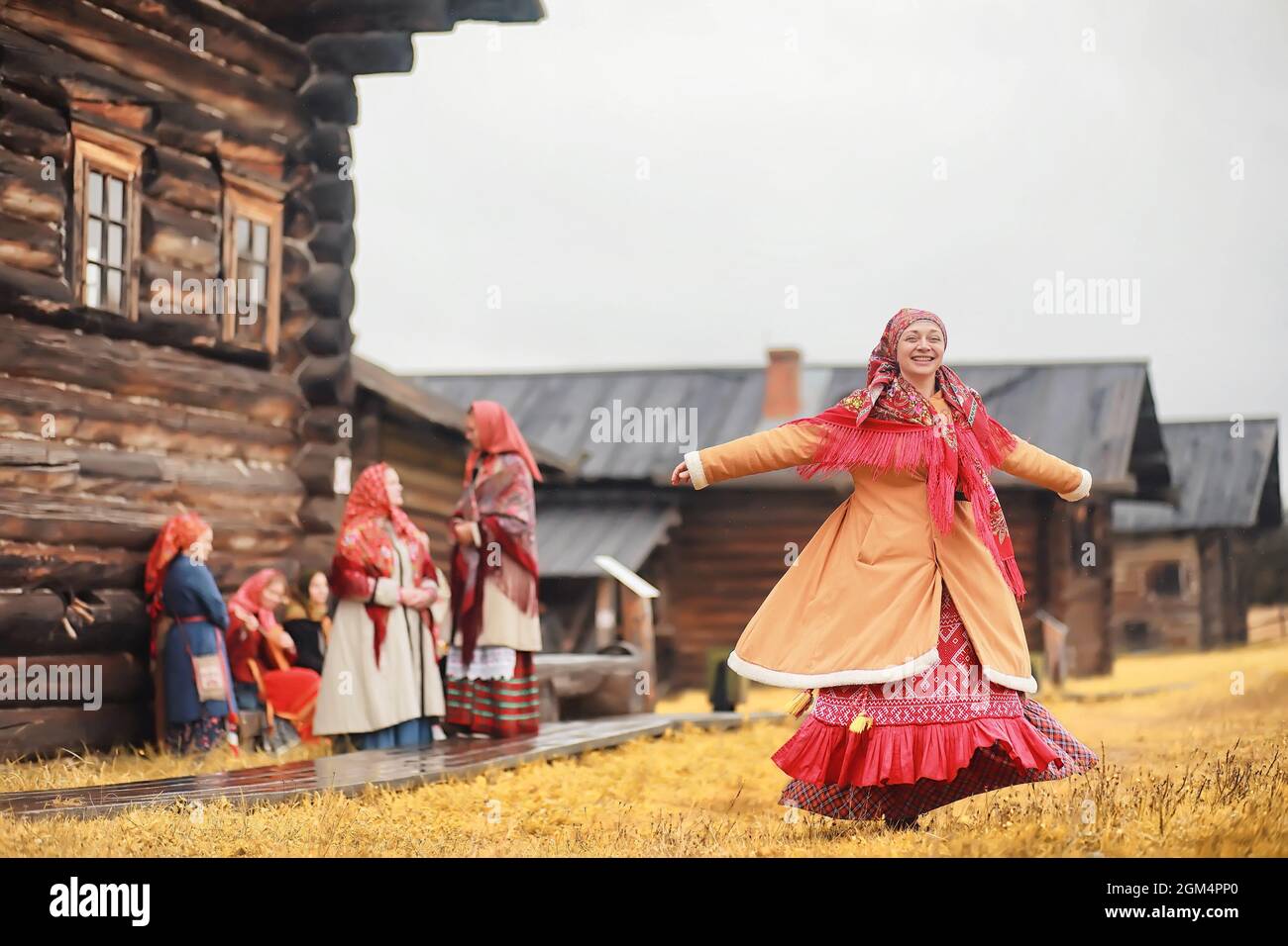 Slavic Customs Traditional Slavic rituals in the rustic style. Outdoor in summer ...