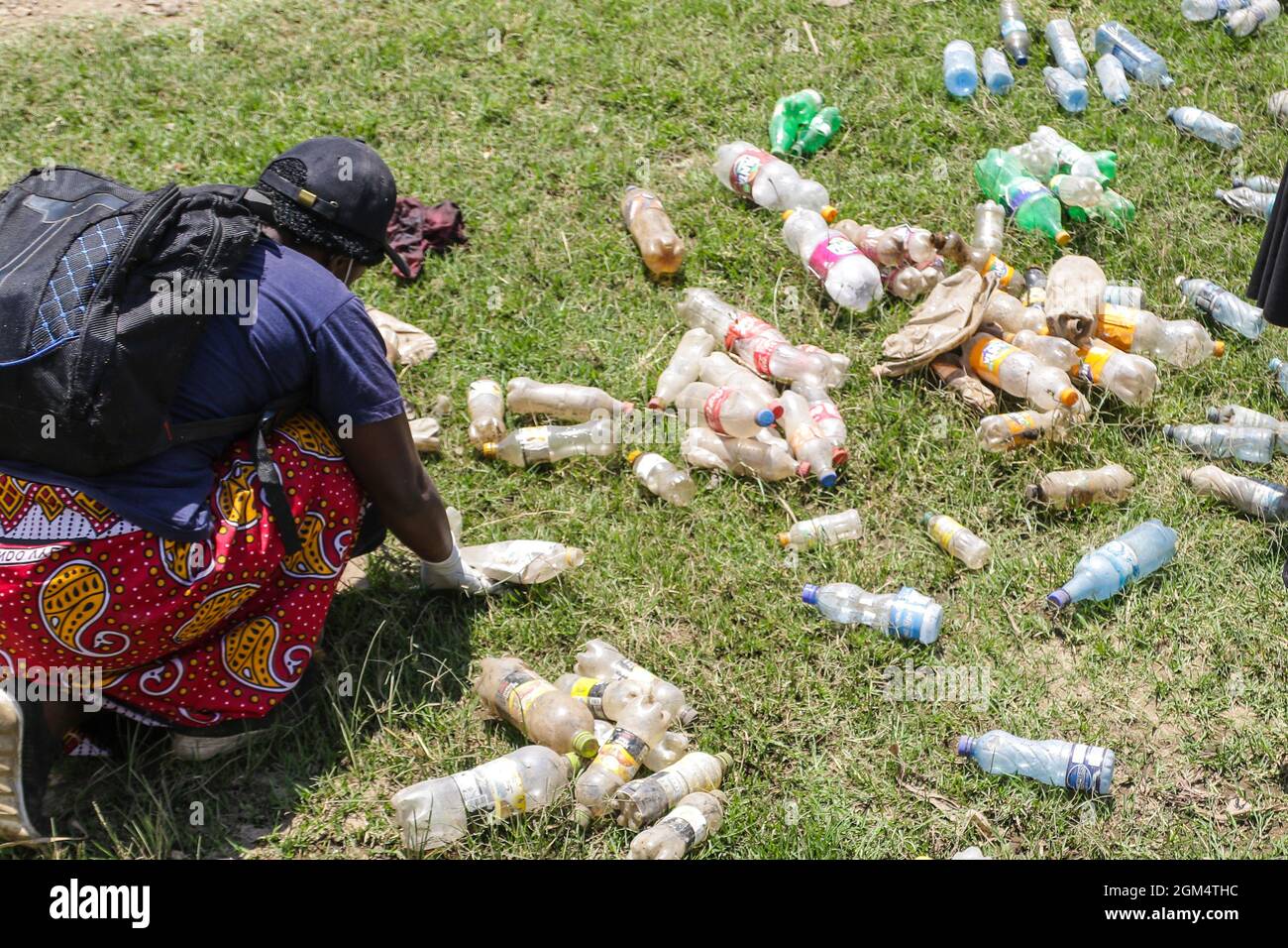 Nakuru, Kenya. 15th Sep, 2021. A member of Nakuru Waste Pickers