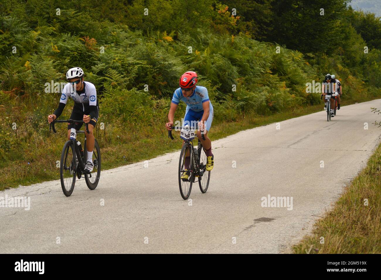 Time Trial Races The time trial bicycle race took place in the hilly terrain Stock Photo ...