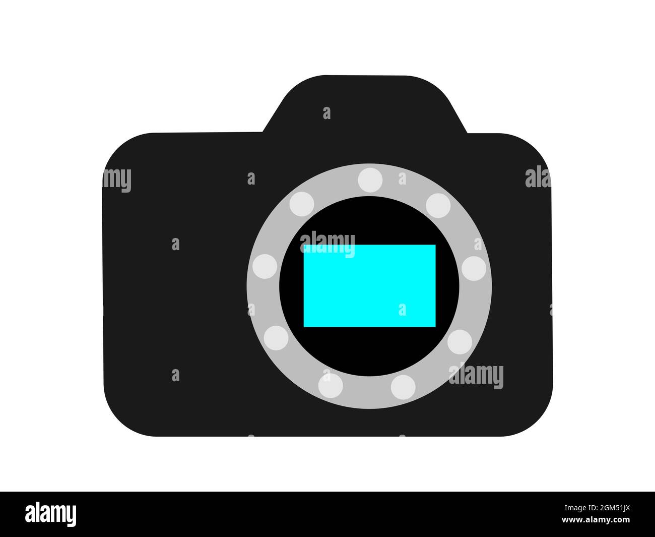 Mirrorless or DSLR camera without lens. Mount and full frame image sensor. Equipment and device