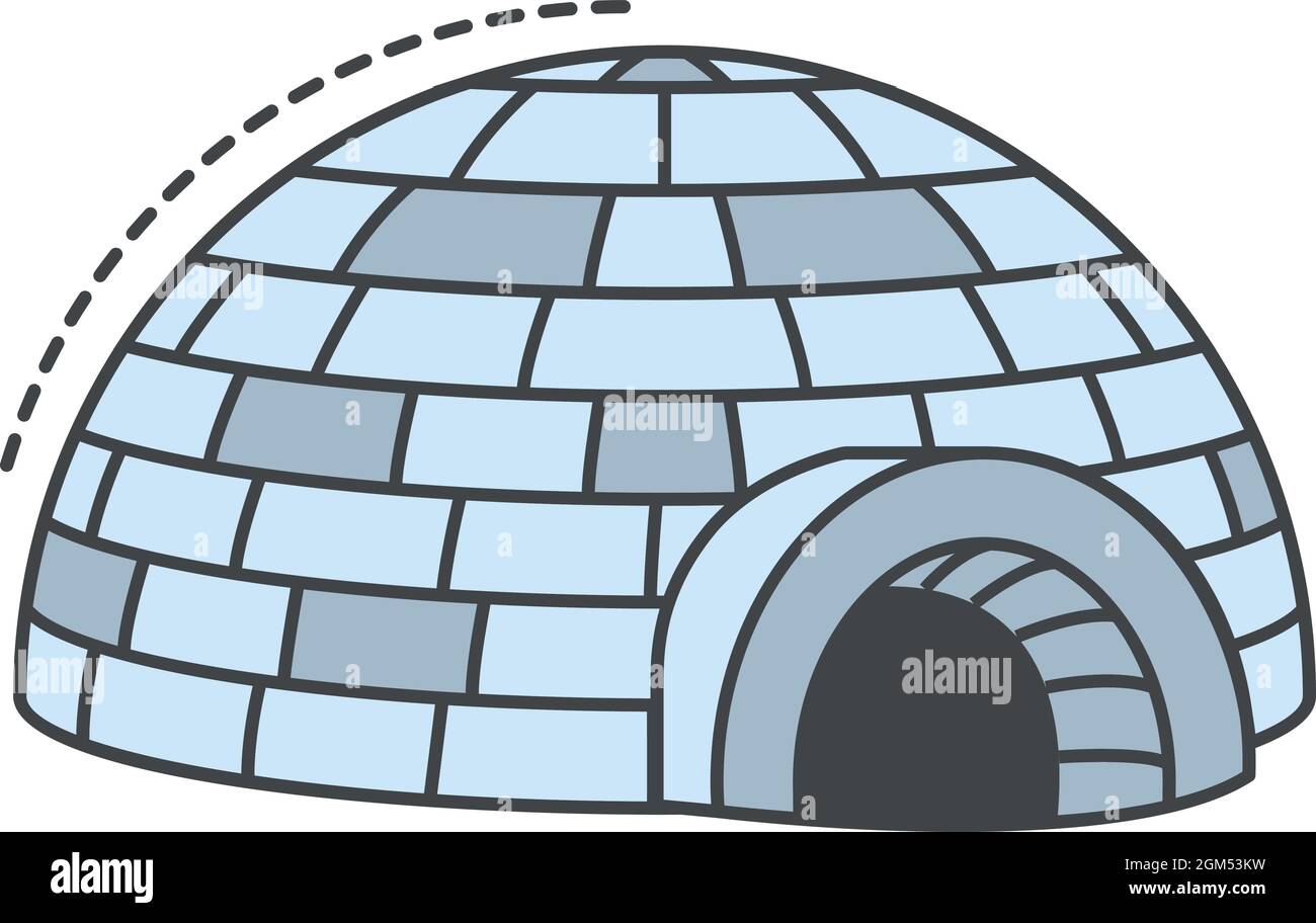 Igloo icon. Outline igloo vector icon color flat isolated on white Stock Vector