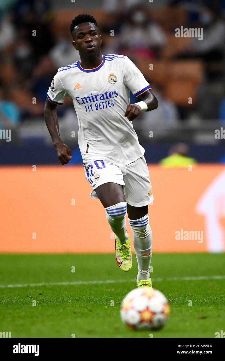 Milan, Italy. 15 September 2021. Vinicius Junior of Real Madrid CF in