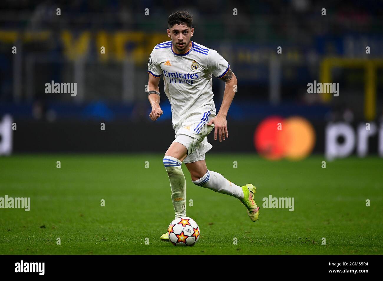 Milan, Italy. 15 September 2021. Federico Valverde of Real Madrid CF in action during the UEFA Champions League football match between FC Internazionale and Real Madrid CF. Credit: Nicolò Campo/Alamy Live News Stock Photo