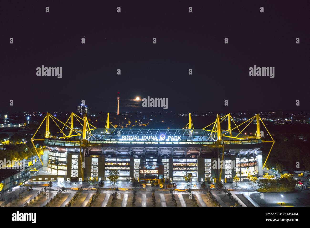 Dortmund, Germany - October 2020: Westfalenstadion preparing to host Borussia Dortmund home game Stock Photo