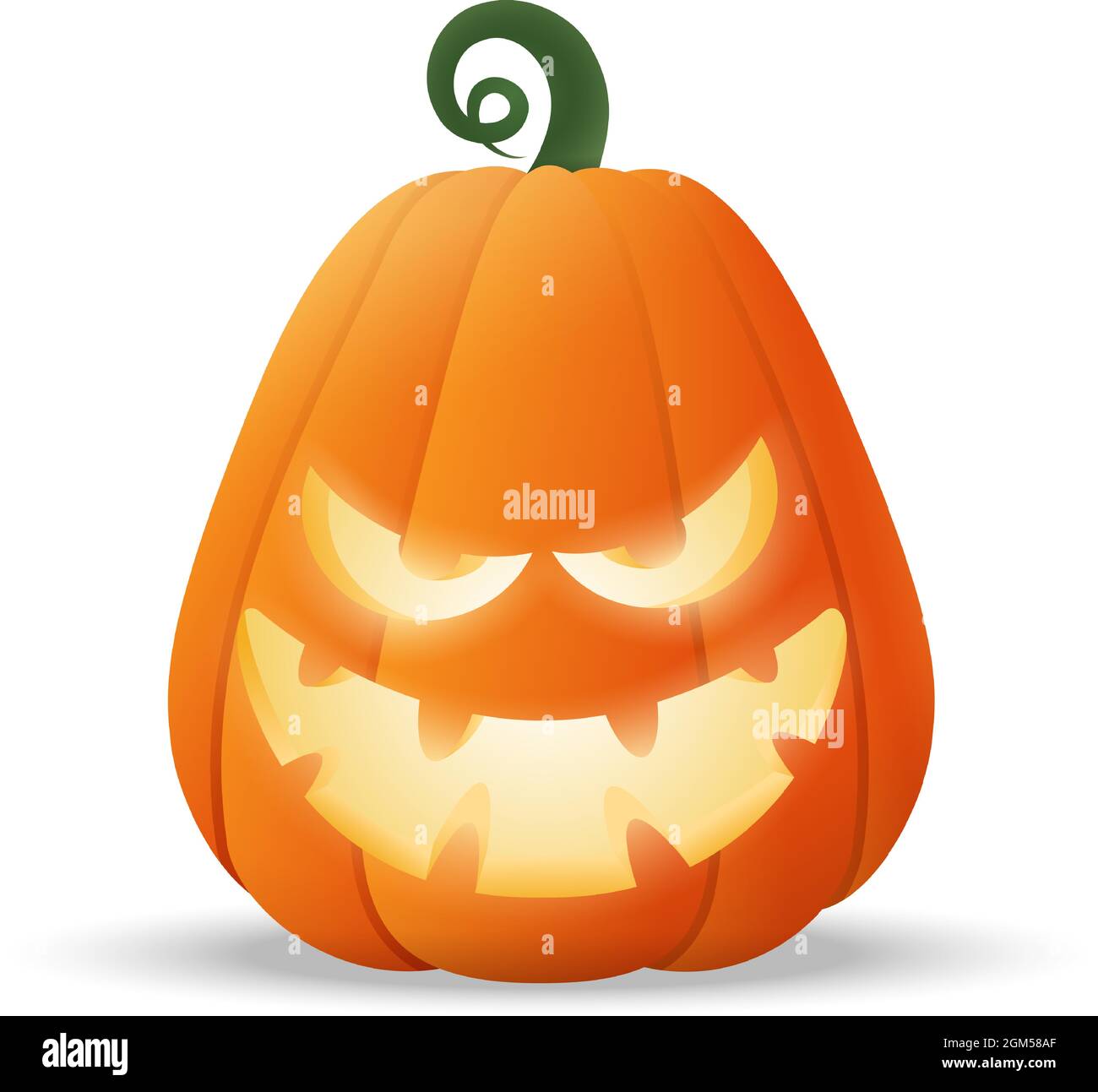 Halloween Jack O Lantern glowing pumpkin with funny face expression