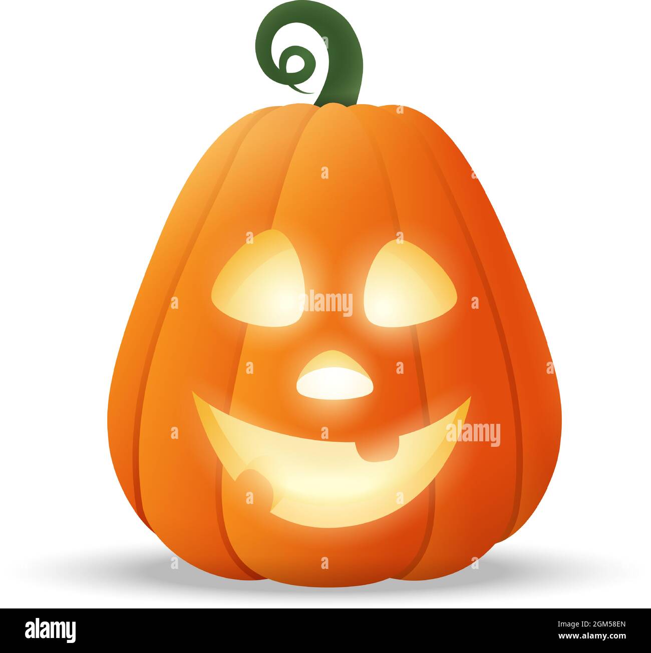 Halloween Jack O Lantern glowing pumpkin with funny face expression
