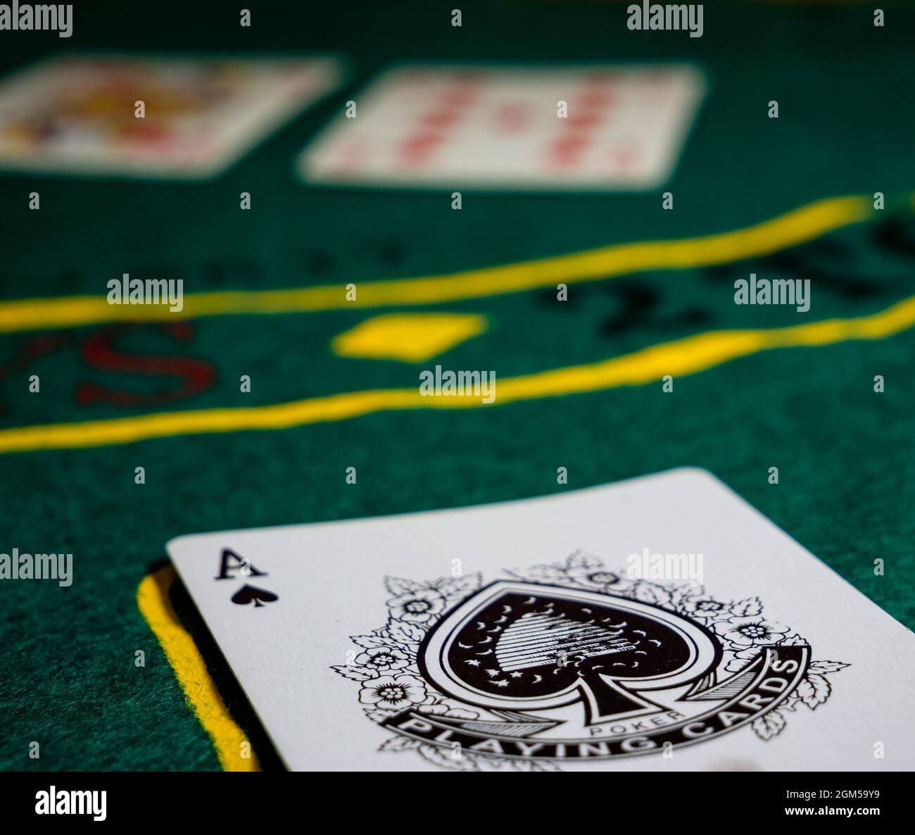 cards with ace of spades, texas holdem the gaming table Stock Photo Alamy