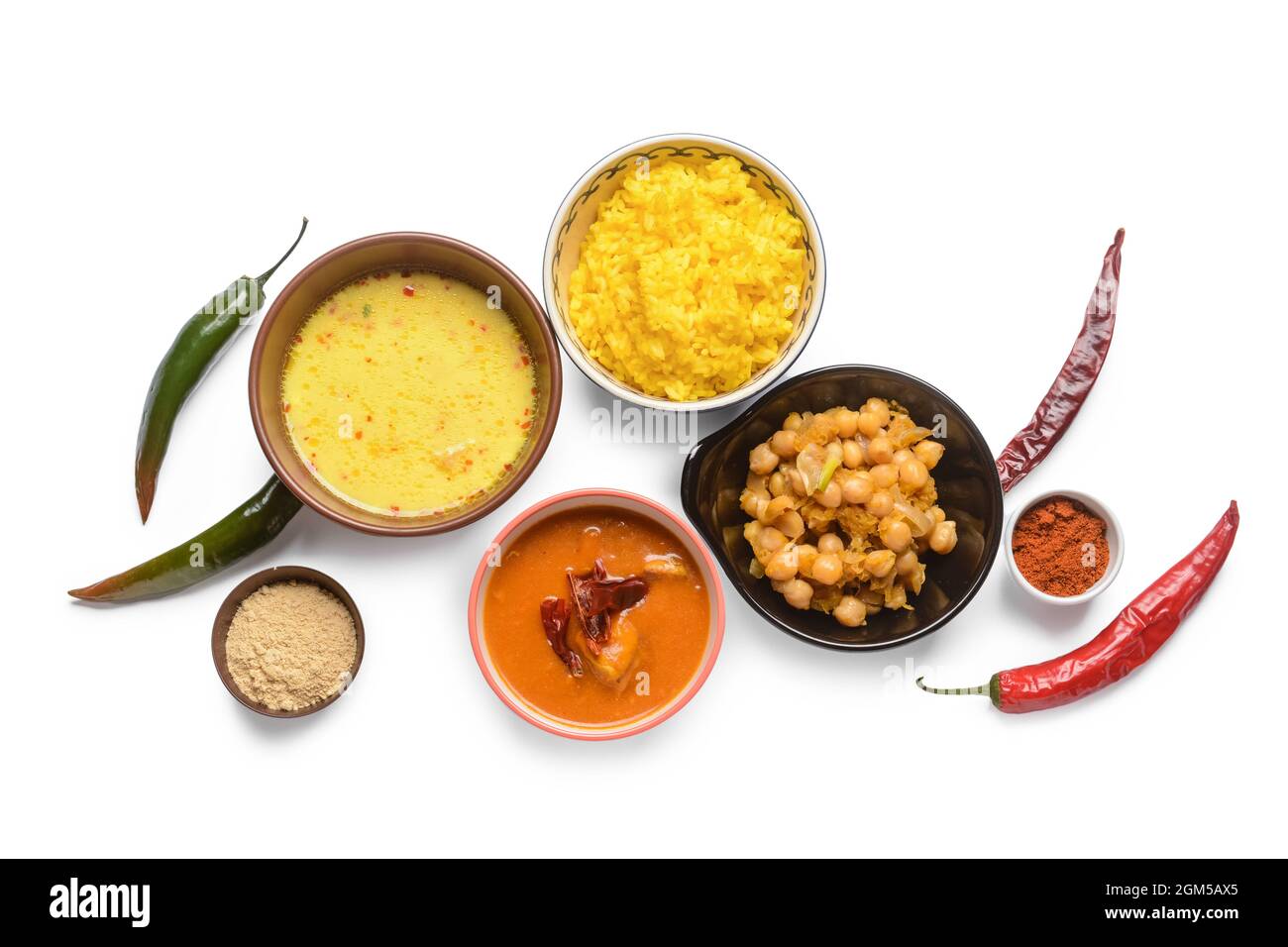 Traditional Indian food and spices on white background Stock Photo Alamy