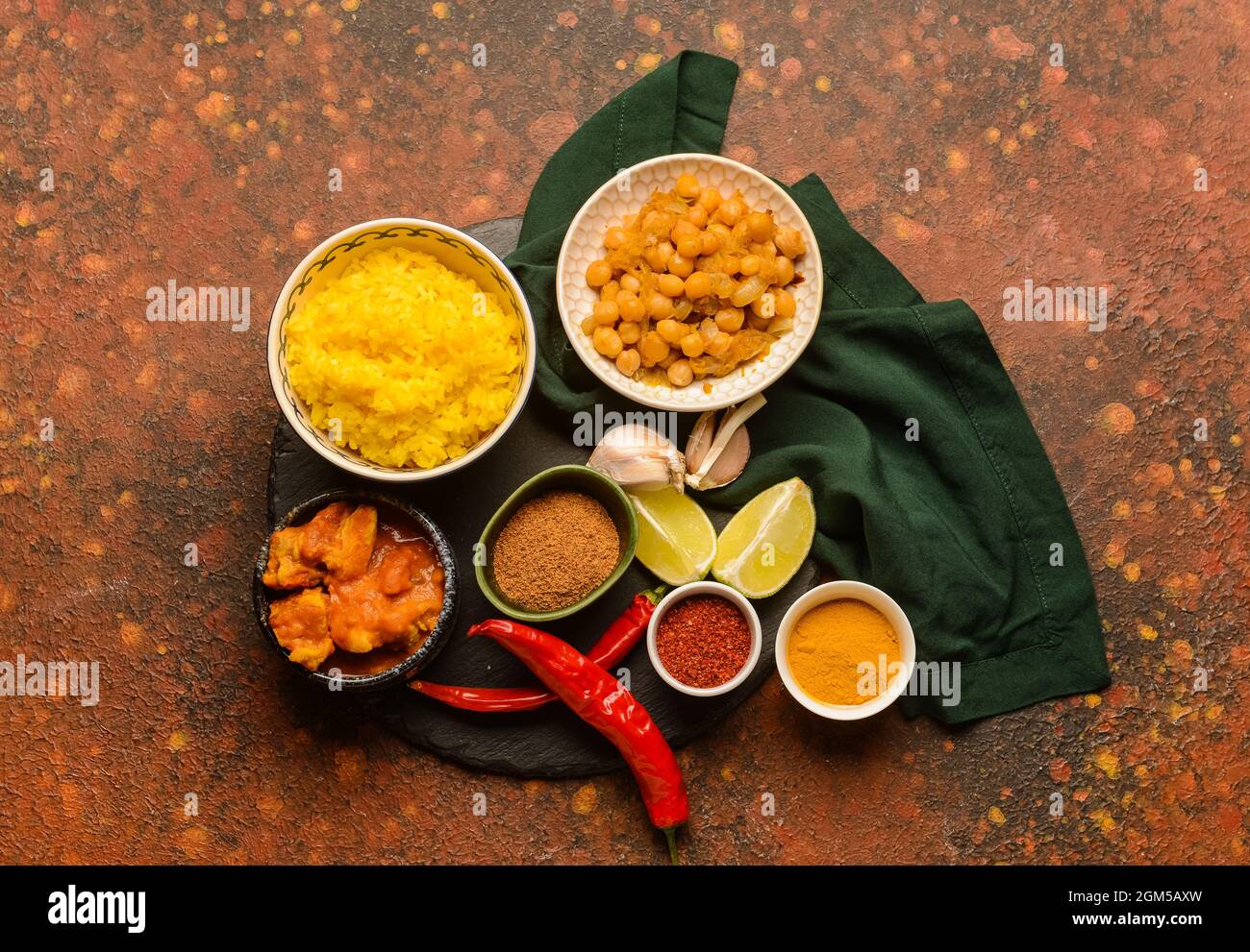 Traditional Indian food and spices on color background Stock Photo Alamy
