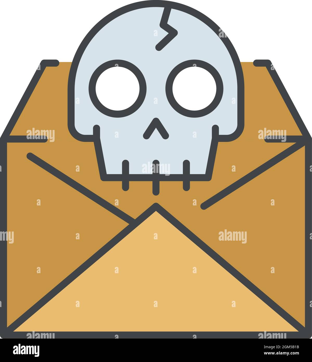 Hacking email icon. Outline hacking email vector icon color flat isolated on white Stock Vector