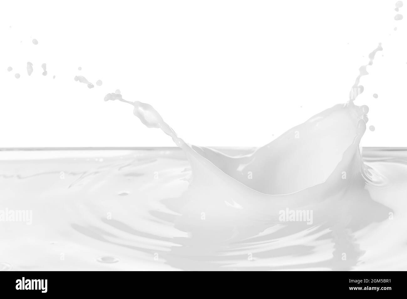 Splashes Of Milk On White Background Stock Photo Alamy