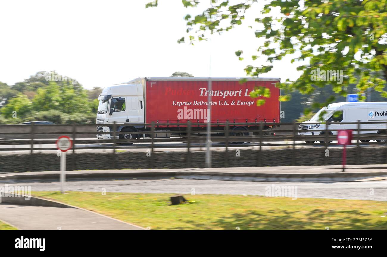 Transport LTD HGV driving on the M27 motorway near Southampton  Hampshire. Stock Photo