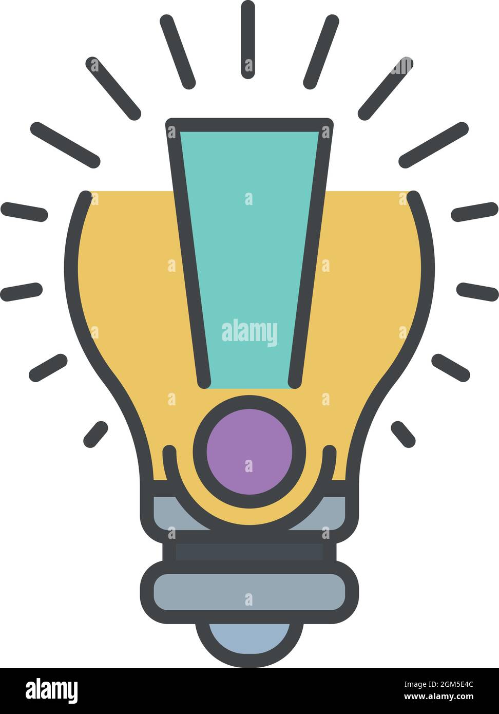 Bulb new idea icon. Outline bulb new idea vector icon color flat isolated on white Stock Vector