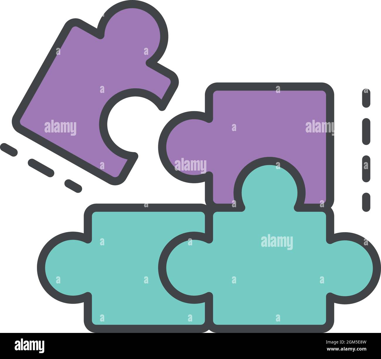 Complete puzzle solution icon. Outline complete puzzle solution vector