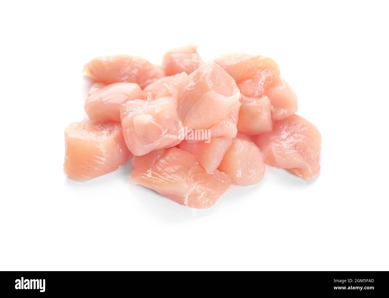 Cut chicken fillet on white background Stock Photo Alamy