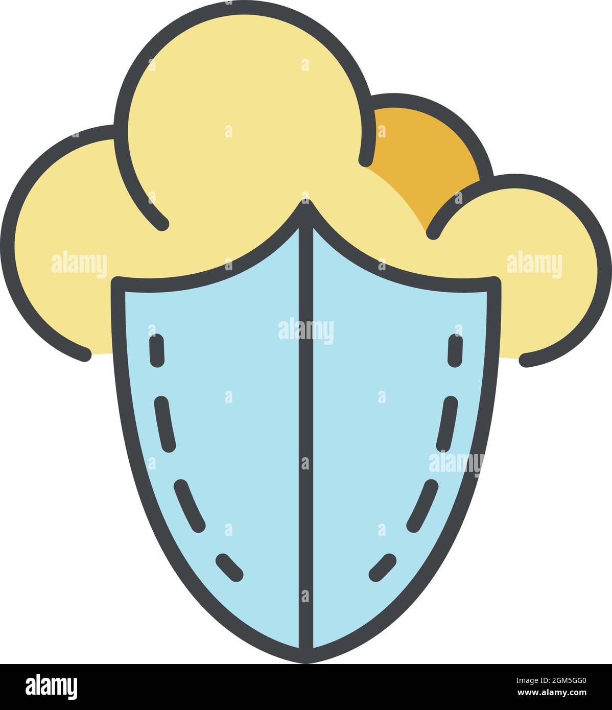 Secured data cloud icon. Outline secured data cloud vector icon color flat isolated on white Stock Vector