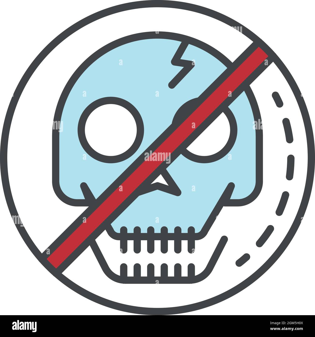 No skull sign icon. Outline no skull sign vector icon color flat isolated on white Stock Vector