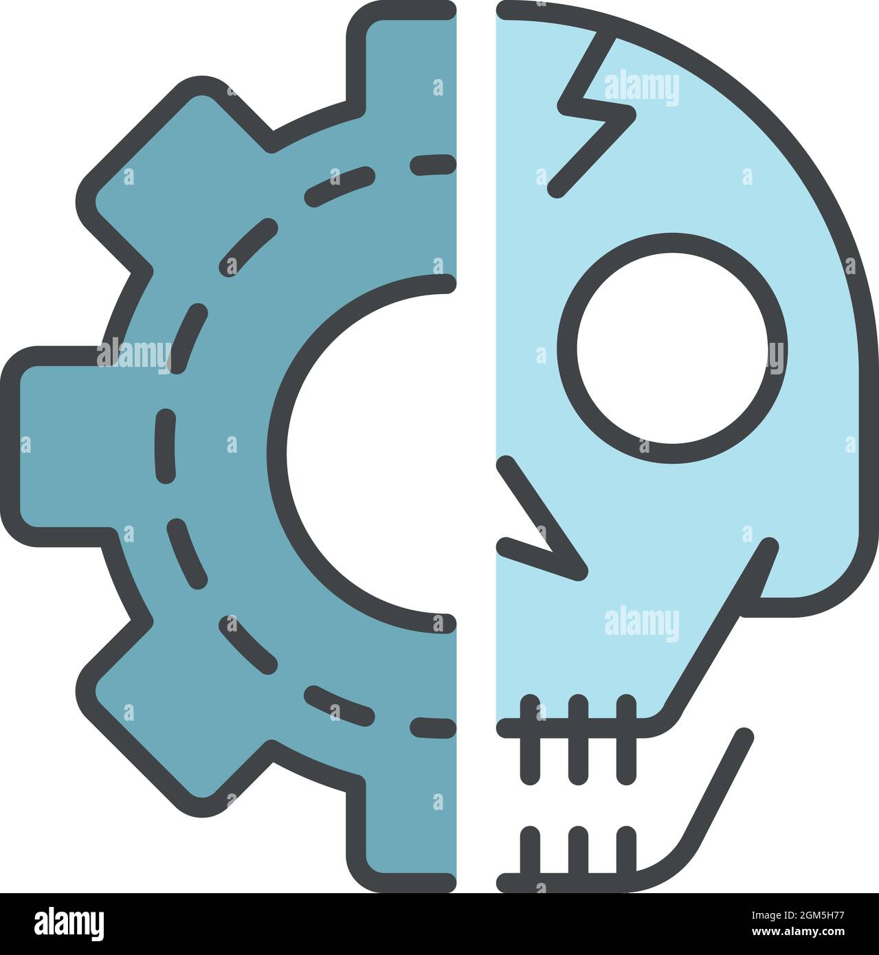 Gear skull icon. Outline gear skull vector icon color flat isolated on white Stock Vector