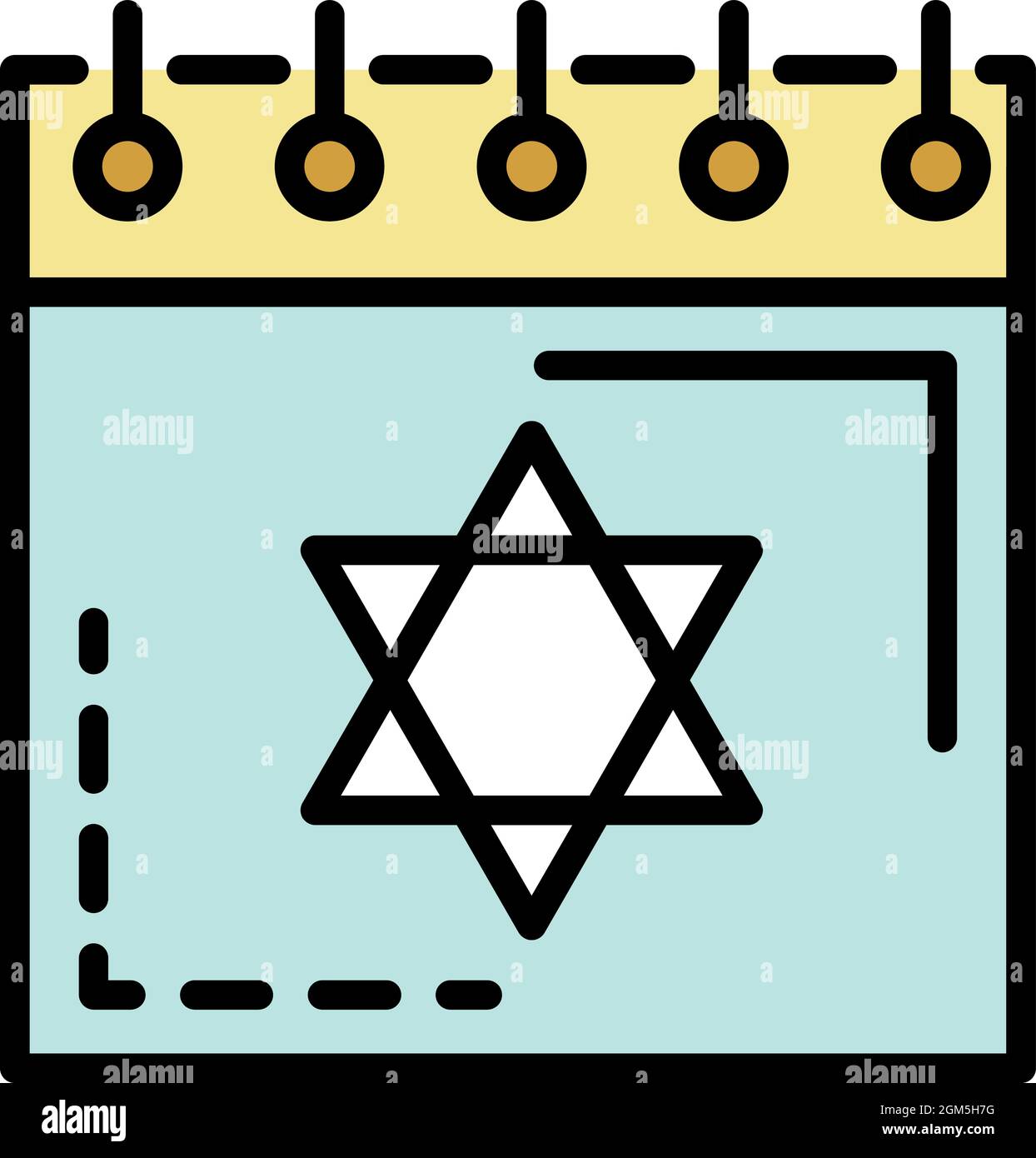 Jewish calendar icon. Outline jewish calendar vector icon color flat ...