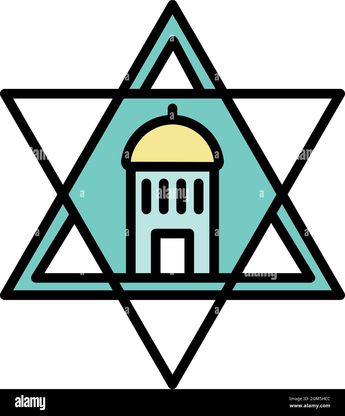 Jewish temple star icon. Outline jewish temple star vector icon color flat isolated on white Stock Vector