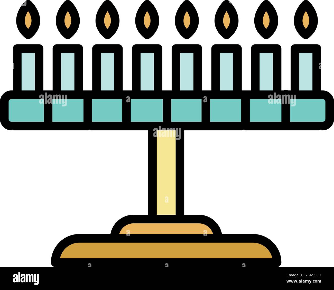Candle jewish stand icon. Outline candle jewish stand vector icon color flat isolated on white Stock Vector