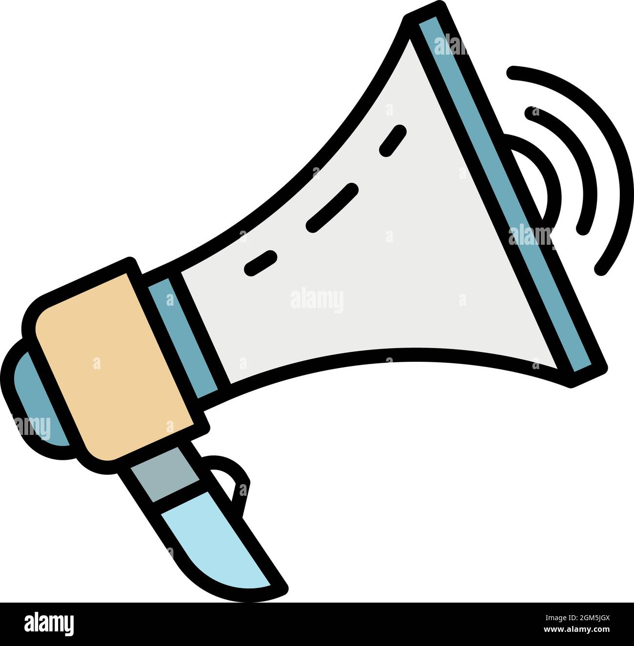 Loud megaphone icon. Outline loud megaphone vector icon color flat