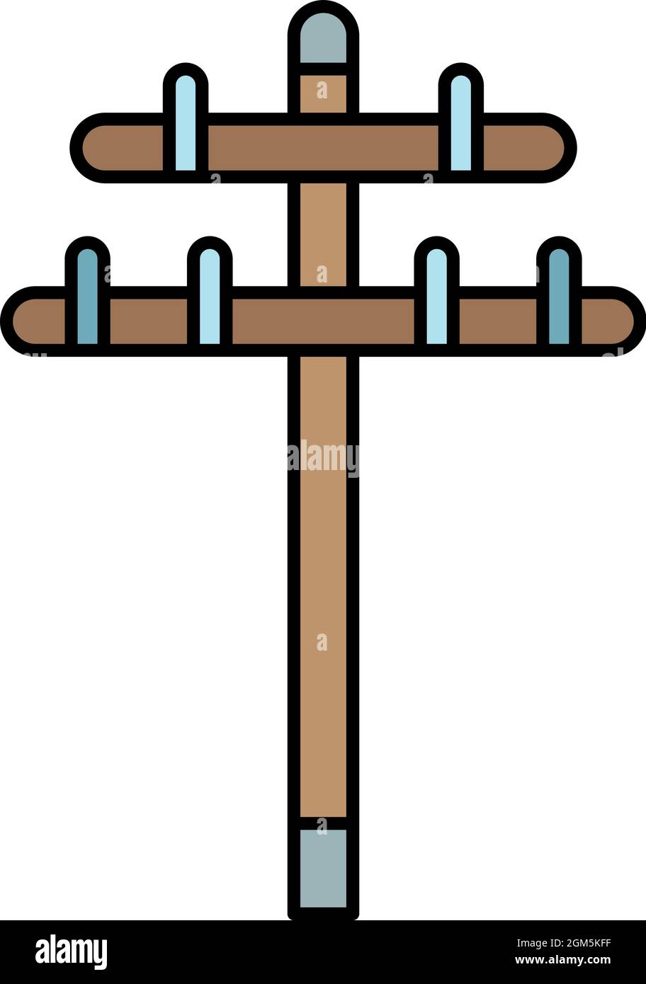 Wood Electric Tower Icon Outline Wood Electric Tower Vector Icon Color Flat Isolated On White 9446