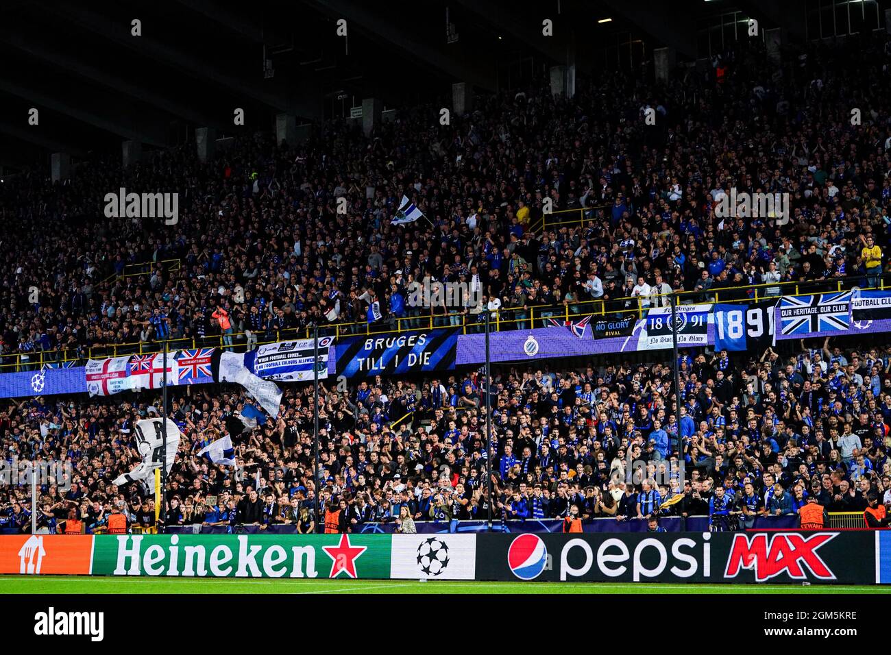 Fans and supporters of Brugge pictured during a soccer game