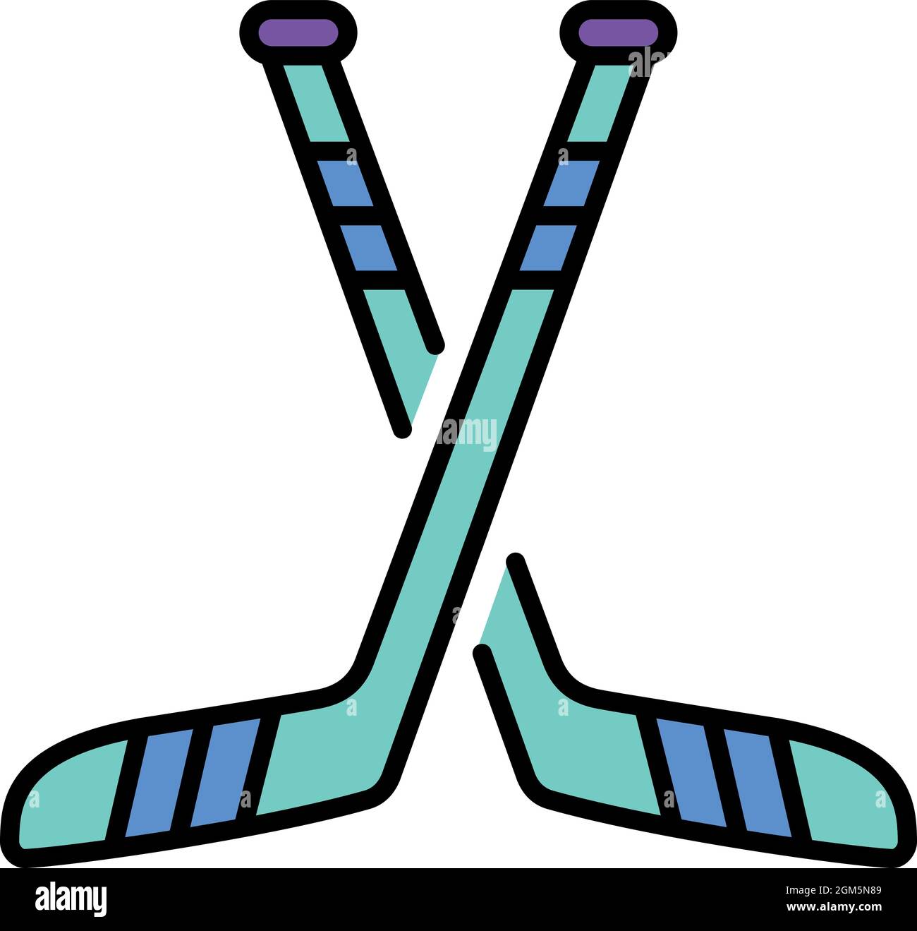 Crossed hockey stick icon. Outline crossed hockey stick vector icon color flat isolated on white