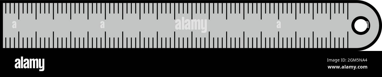 Metal ruler icon. Outline metal ruler vector icon color flat isolated ...