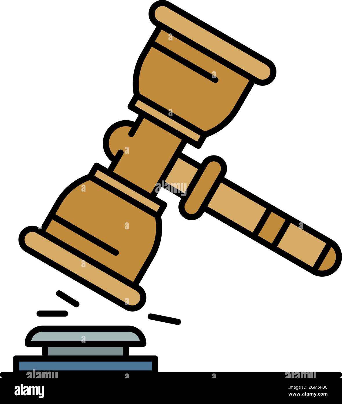 Judge hammer icon. Outline judge hammer vector icon color flat isolated