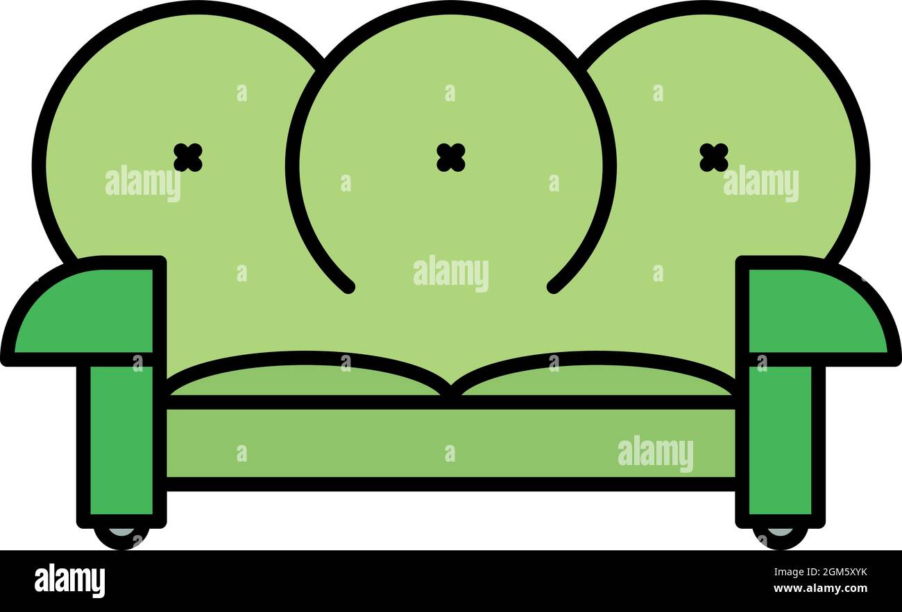 Leather sofa icon. Outline leather sofa vector icon color flat isolated