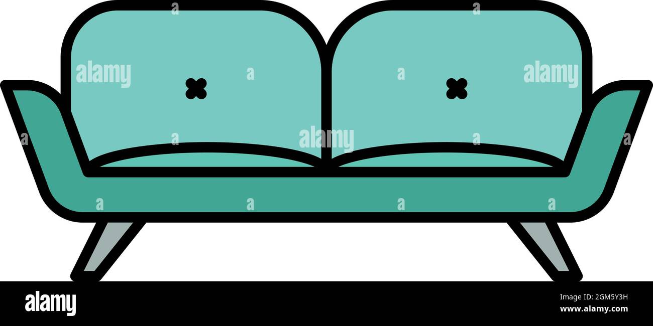Divan sofa icon. Outline divan sofa vector icon color flat isolated on ...