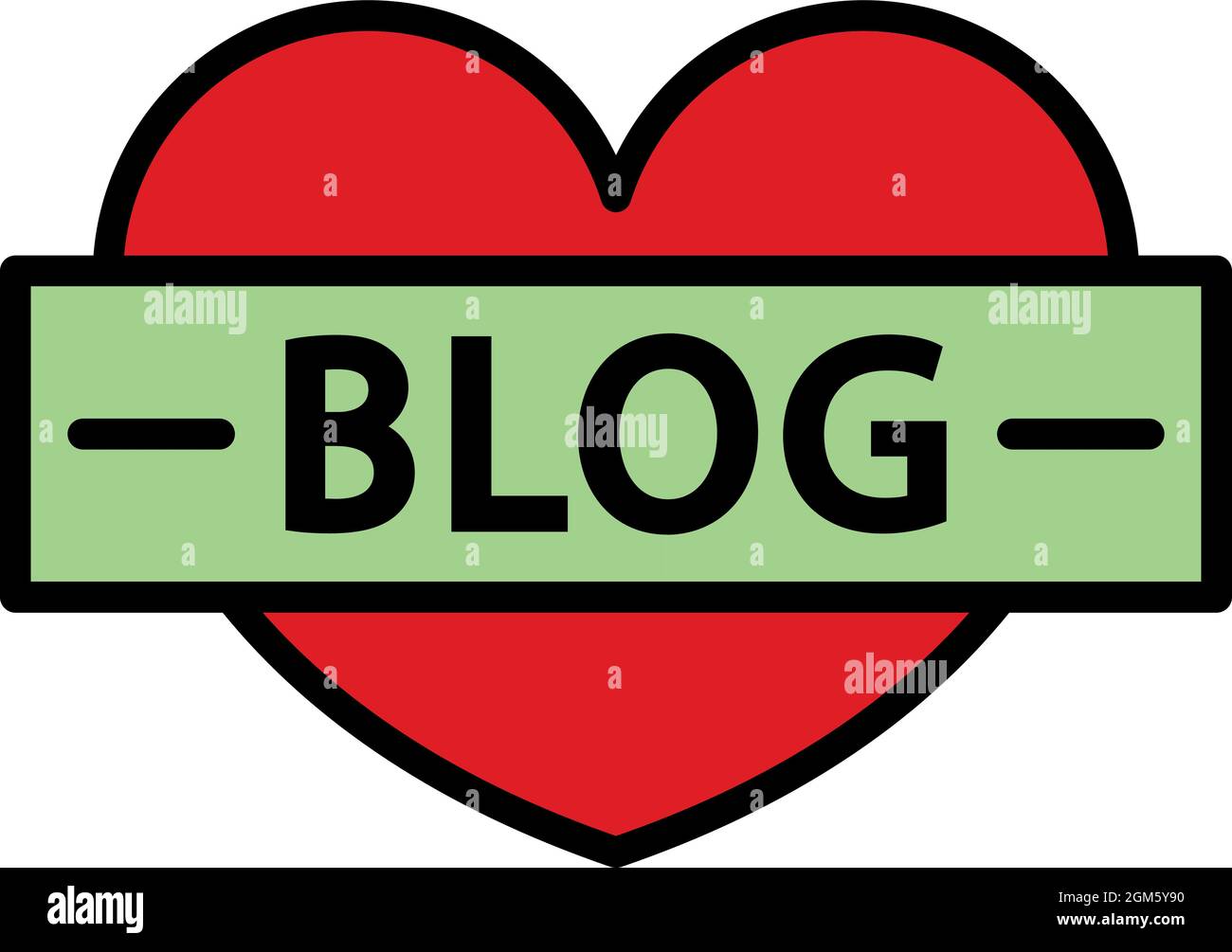 Like heart blog icon. Outline like heart blog vector icon color flat ...