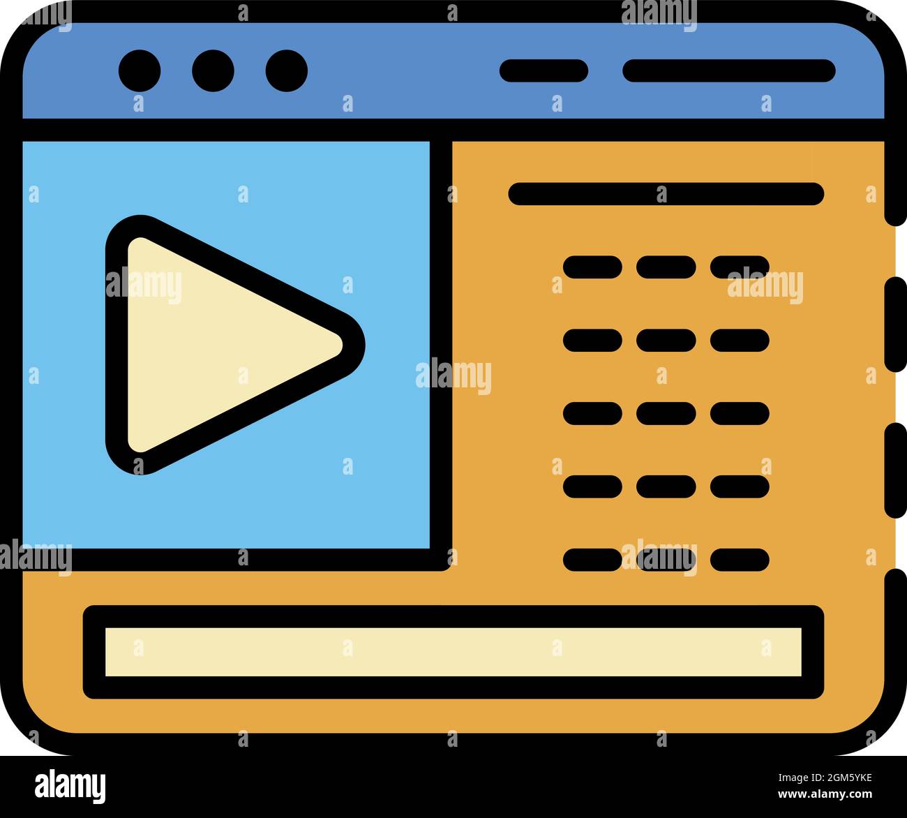 Web video blog page icon. Outline web video blog page vector icon color flat isolated on white Stock Vector