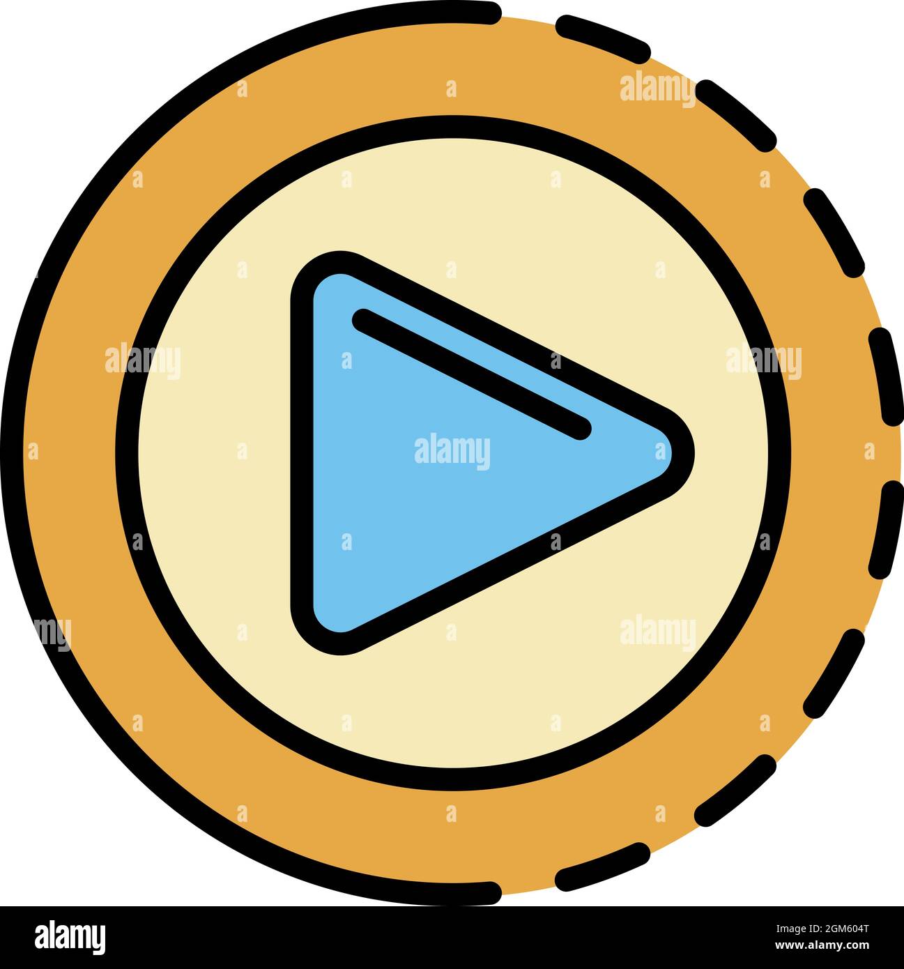 Round video player icon. Outline round video player vector icon color ...