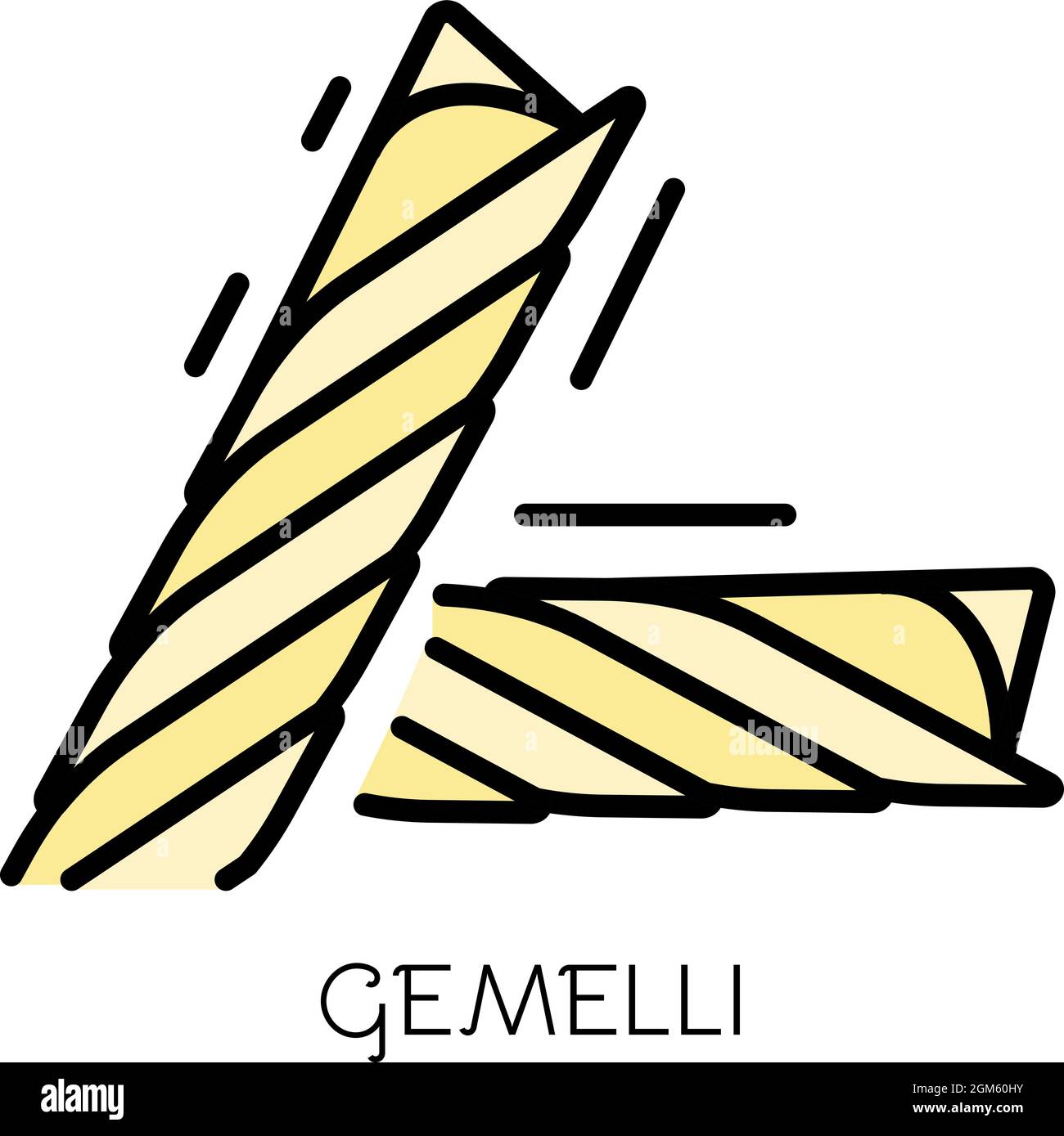 Gemelli icon. Outline gemelli vector icon color flat isolated on white Stock Vector