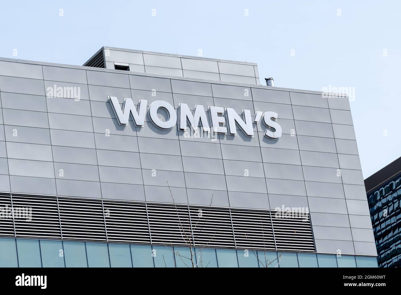 Women’s College Hospital (WCH) sign on the building in Toronto, Canada Stock Photo
