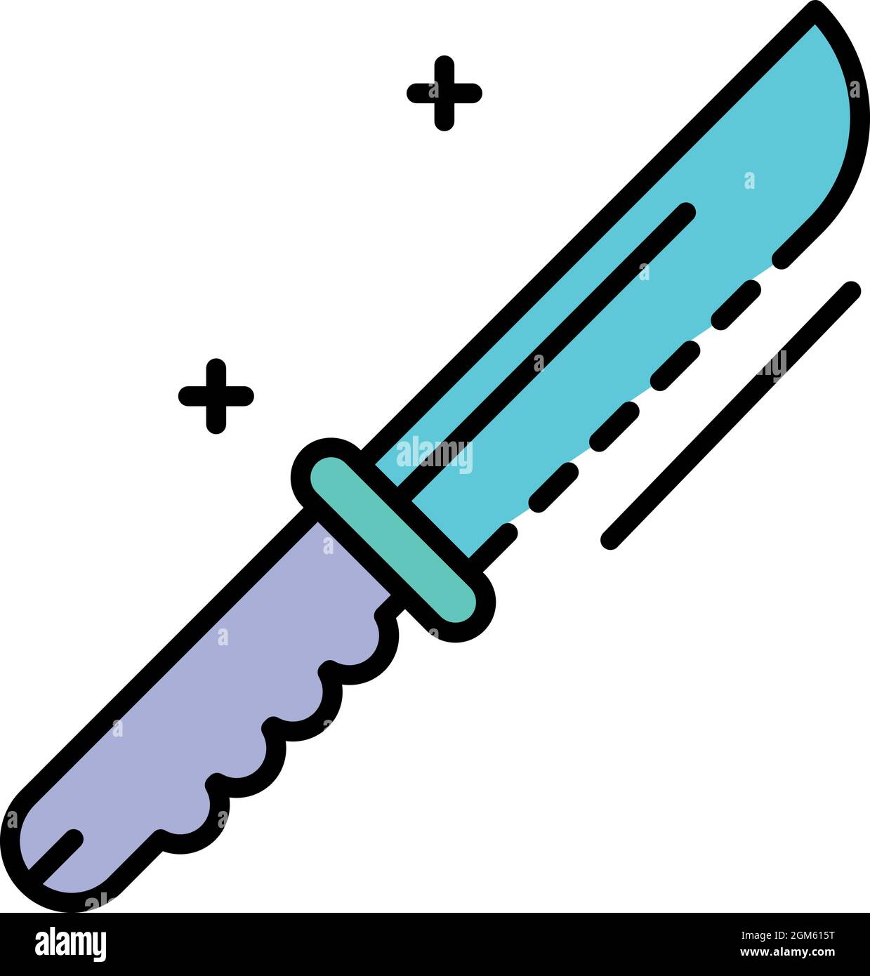 Camp knife icon. Outline camp knife vector icon color flat isolated on ...