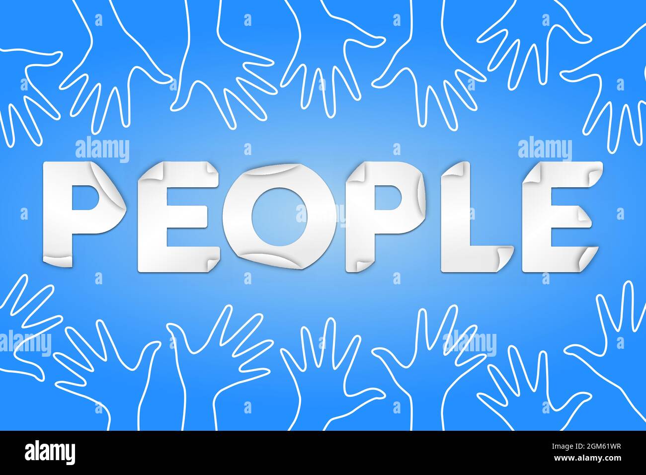 People text quote typography sign with hands raised up together. Diverse cartoon team illustration for business or community equality. Stock Vector