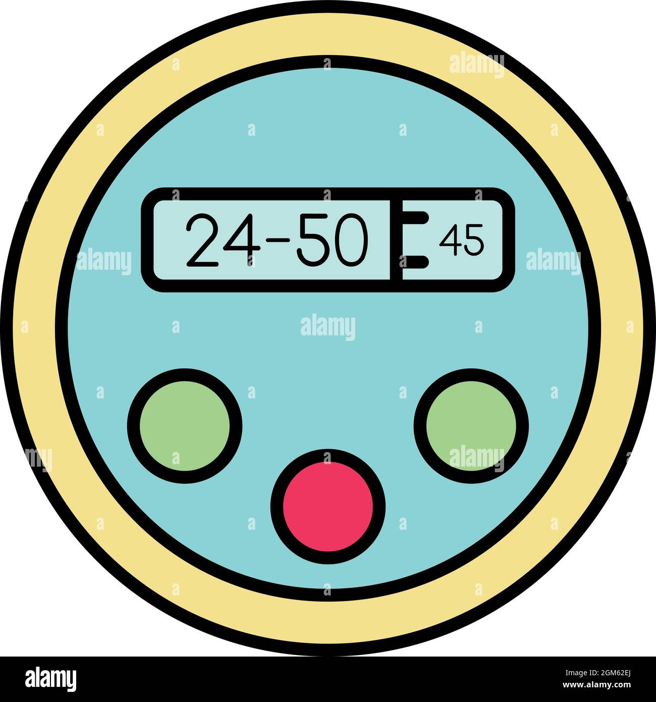 Robot digital clock icon. Outline robot digital clock vector icon color