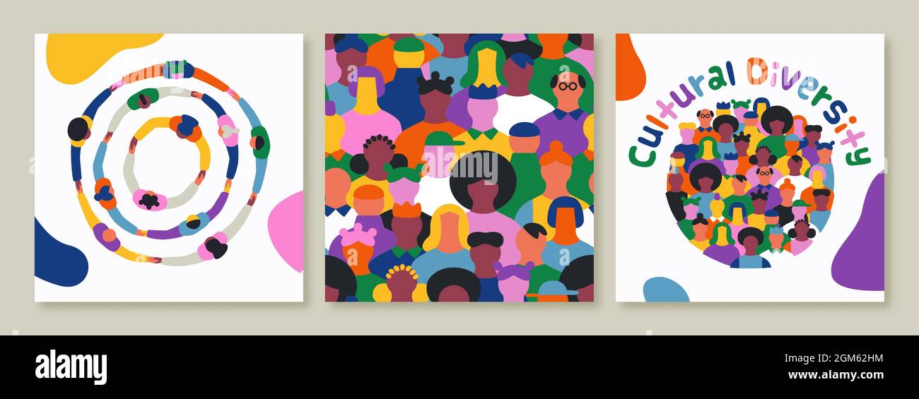 Diverse people banner illustration collection with social crowd ...
