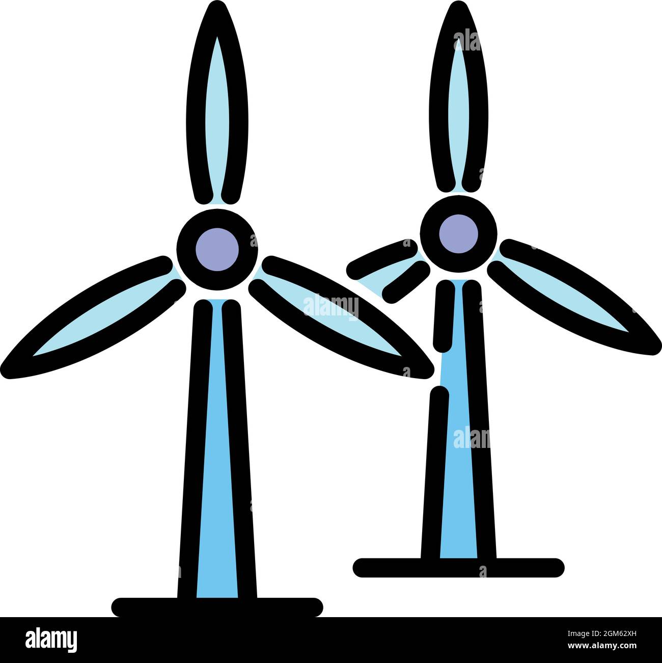 Wind turbine icon. Outline wind turbine vector icon color flat isolated ...