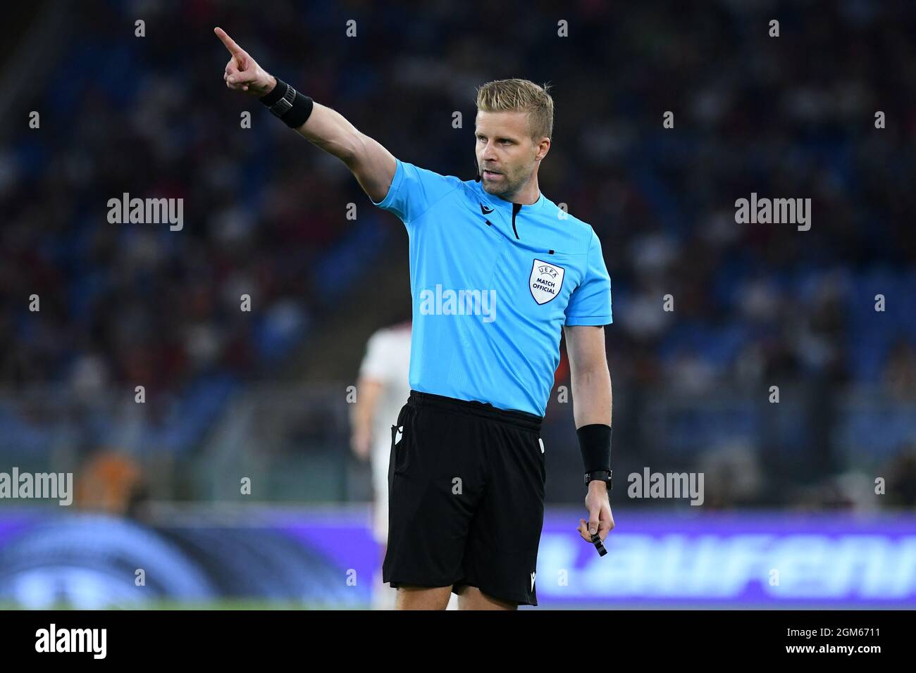 Rome, Lazio. 16th Sep, 2021. Referee Glenn Nyberg during the Conference League match between AS Roma v CSKA Sofia at Olimpico stadium in Rome, Italy, September 16, 2021. Credit: Independent Photo Agency/Alamy Live News Stock Photo