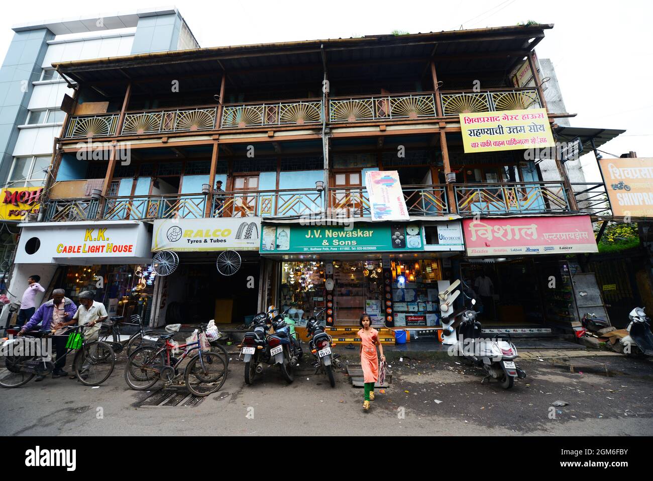 A beautiful old building on Budhwar Peth in Pune, India. Stock Photo
