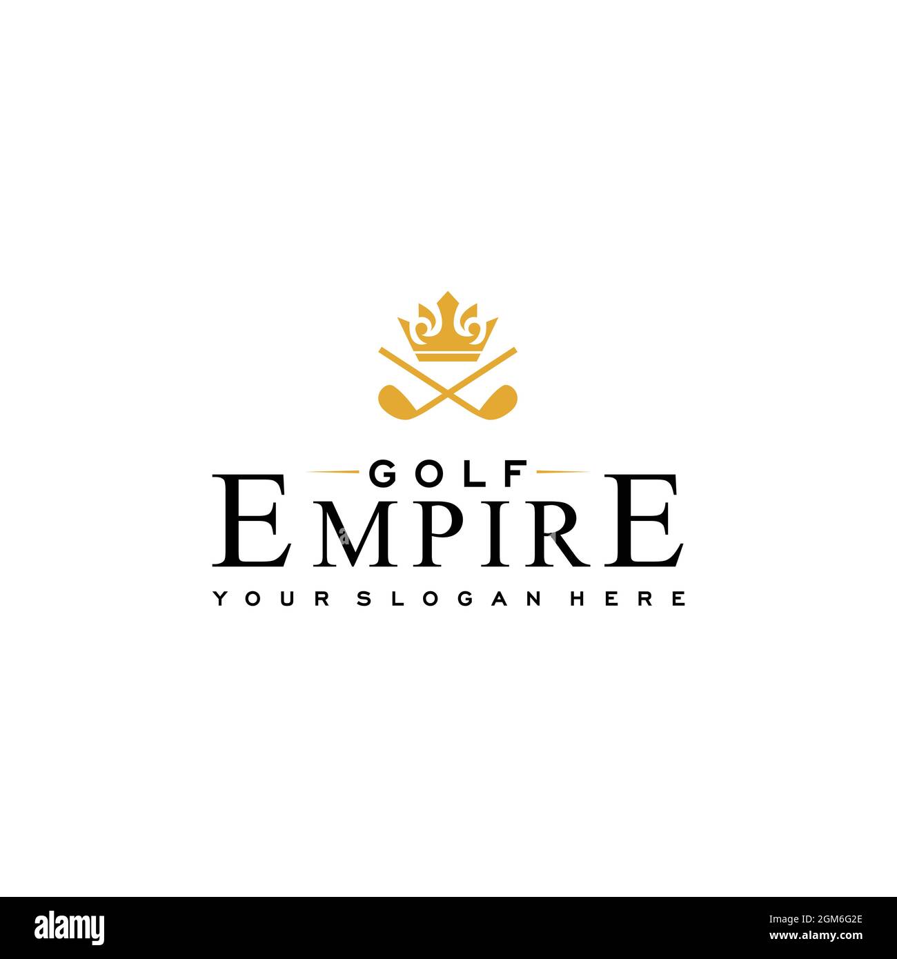 modern kingdom GOLF EMPIRE stick crown Logo design Stock Vector Image