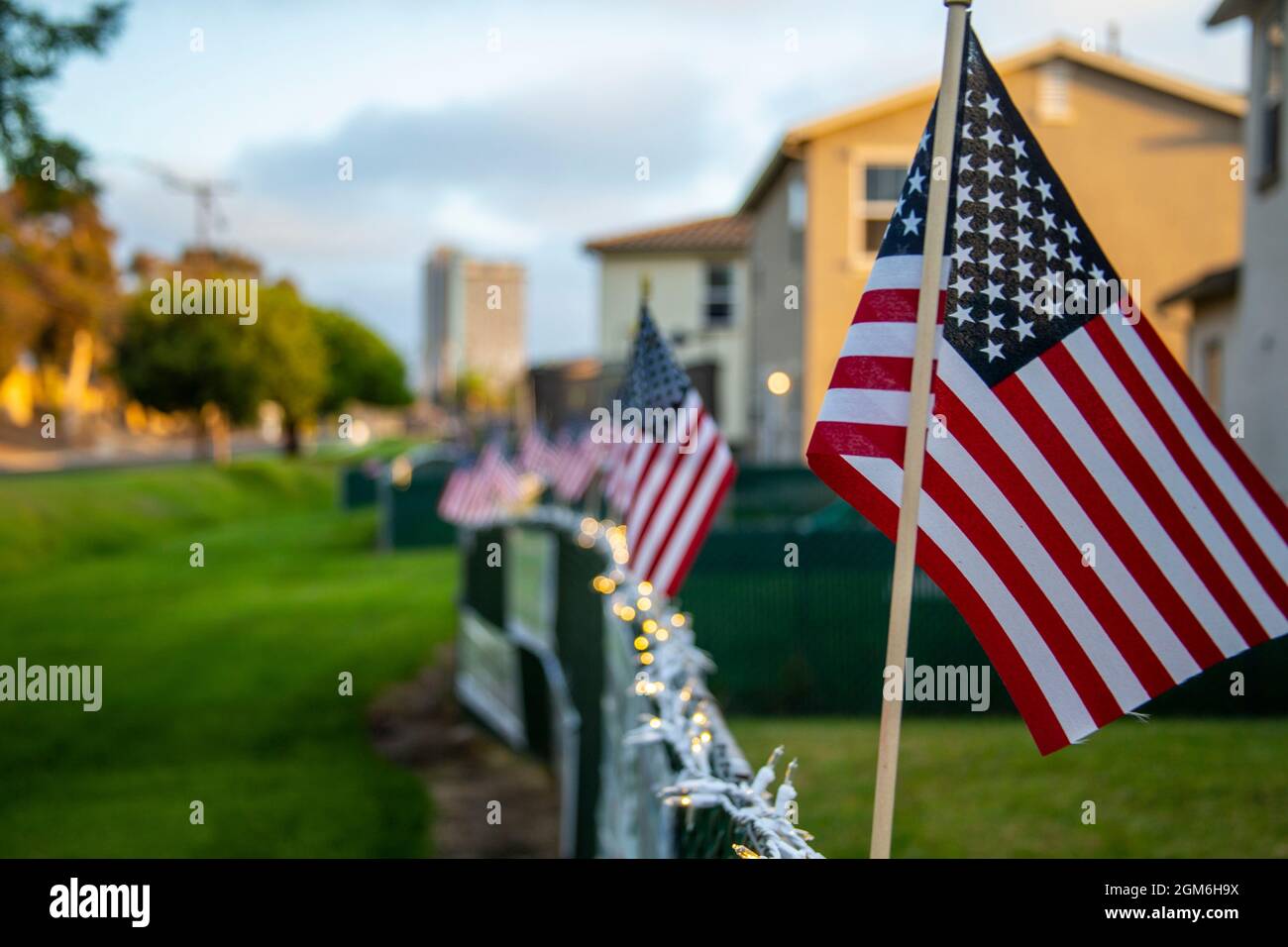 American flags and tribute messages to fallen U.S. service members