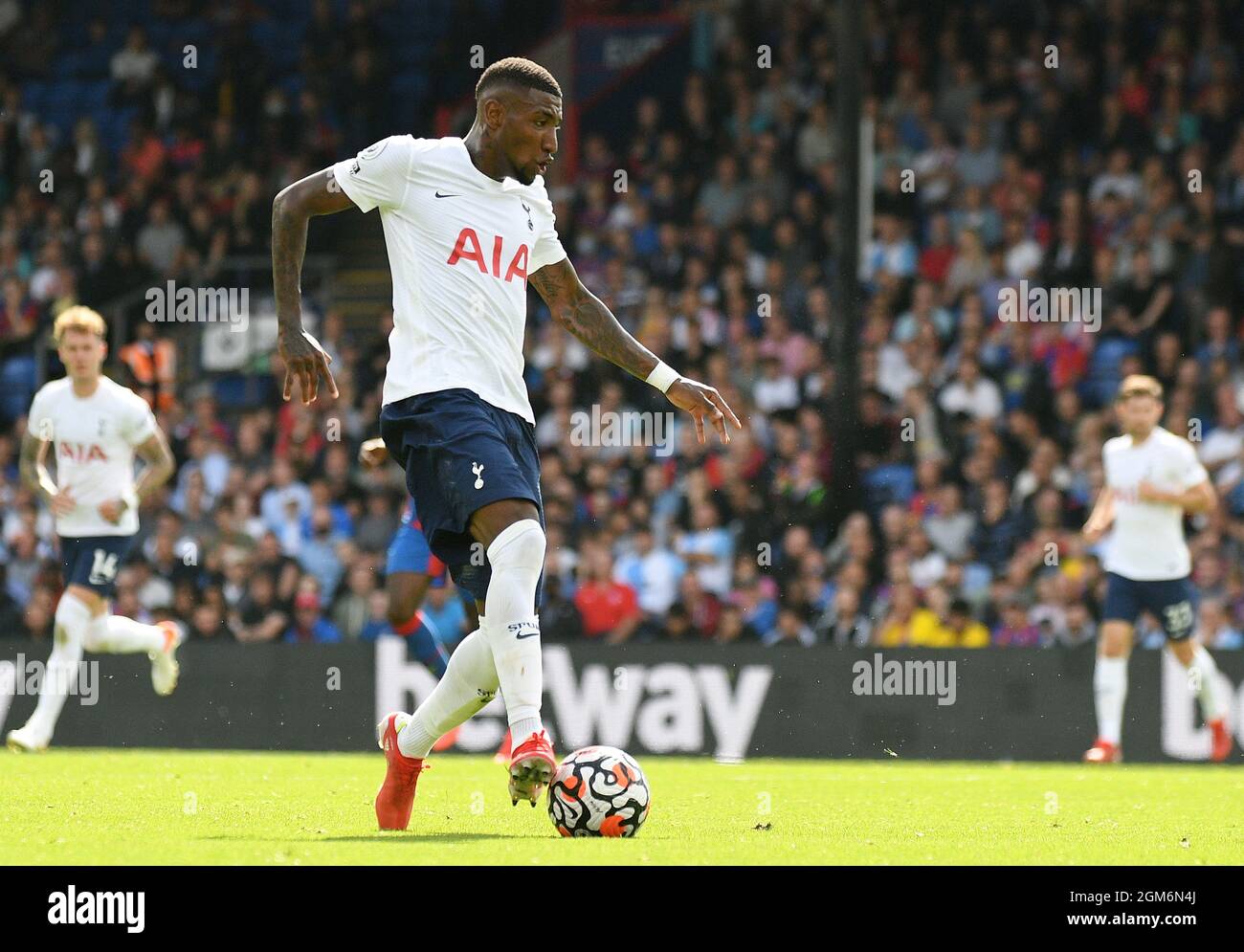 LONDON, ENGLAND - SEPTEMBER 11, 2021: Emerson Royal (Emerson Aparecido Leite  de Souza Junior) of Tottenham pictured during the 2021/22 Premier League  matchweek 4 game between Crystal Palace FC and Tottenham Hotspur
