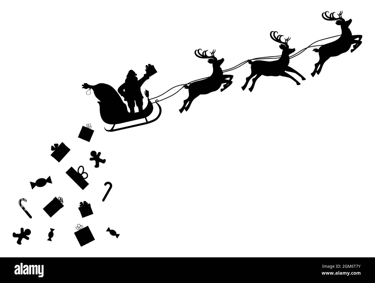 Santa claus on sleigh full of gifts and reindeer Stock Vector Image ...